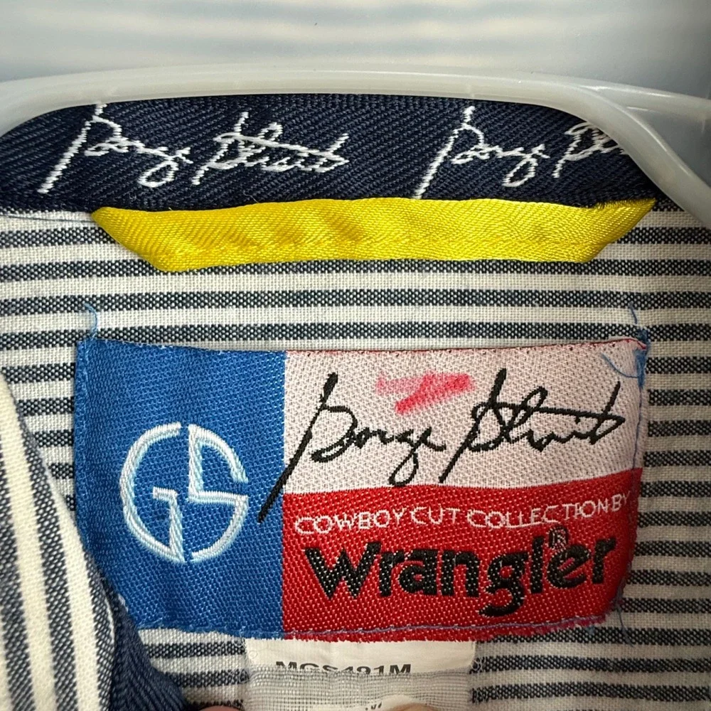 Wrangler George Straight Blue Plaid Cowboy Cut Western Long‎ Sleeve Shirt Mens L